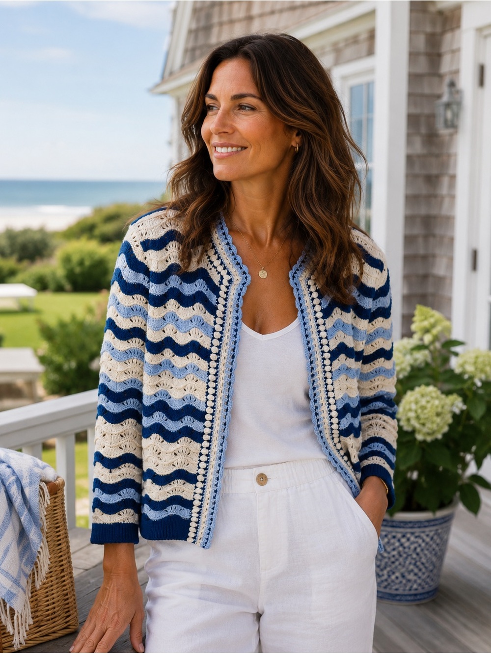 NEW!  CARTOLINA Angelica cardigan in blue stripe